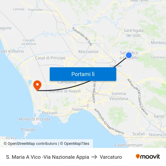 S. Maria A Vico -Via Nazionale Appia to Varcaturo map