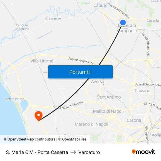 S. Maria C.V. - Porta Caserta to Varcaturo map