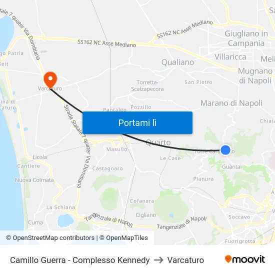 Camillo Guerra - Complesso Kennedy to Varcaturo map