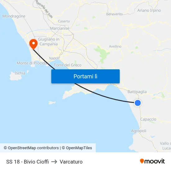 SS 18 - Bivio Cioffi to Varcaturo map