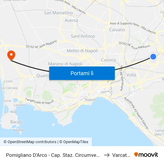 Pomigliano D'Arco - Cap. Staz. Circumvesuviana to Varcaturo map