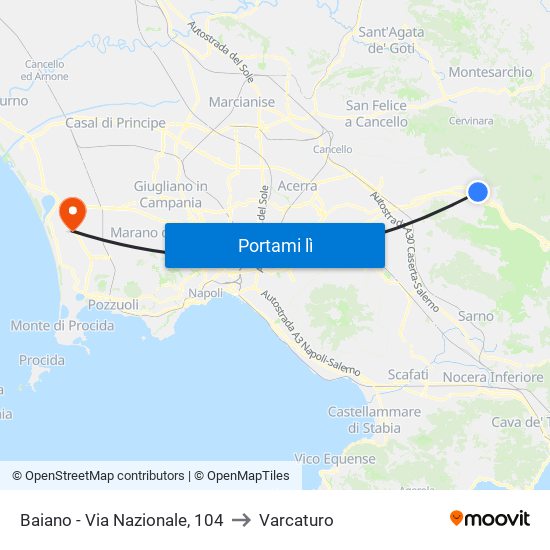 Baiano - Via Nazionale, 104 to Varcaturo map