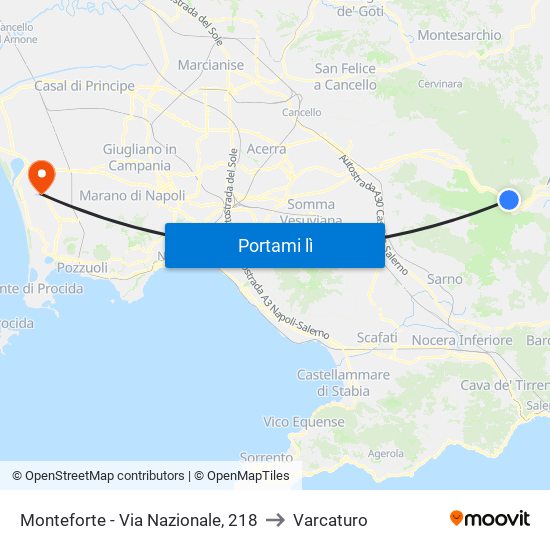 Monteforte - Via Nazionale, 218 to Varcaturo map