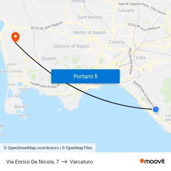 Via Enrico De Nicola, 7 to Varcaturo map