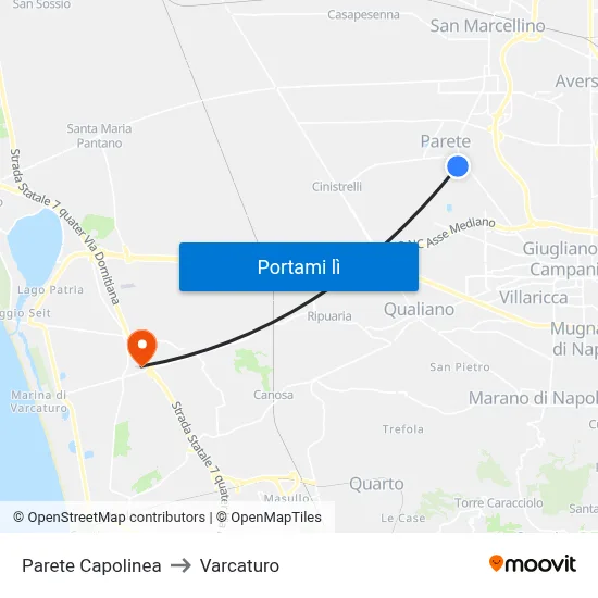 Parete Capolinea to Varcaturo map