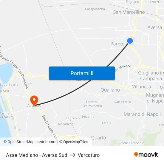 Asse Mediano - Aversa Sud to Varcaturo map
