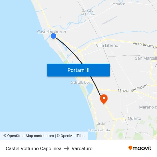 Castel Volturno Capolinea to Varcaturo map