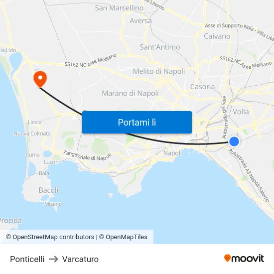 Ponticelli to Varcaturo map