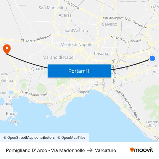 Pomigliano D' Arco - Via Madonnelle to Varcaturo map