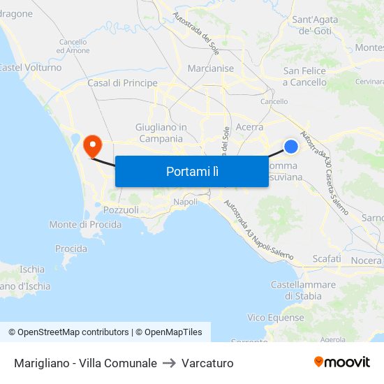 Marigliano - Villa Comunale to Varcaturo map