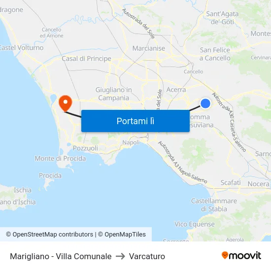 Marigliano - Villa Comunale to Varcaturo map