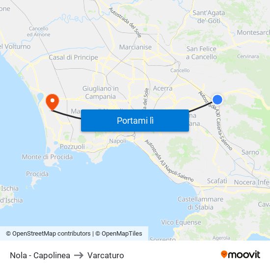 Nola - Capolinea to Varcaturo map