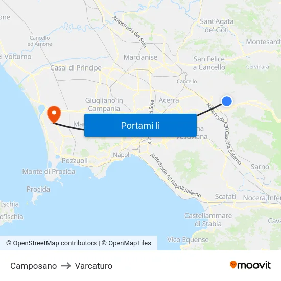 Camposano to Varcaturo map