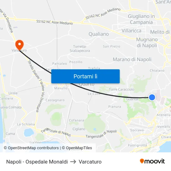 Napoli - Ospedale Monaldi to Varcaturo map