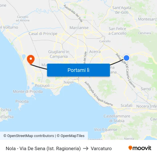 Nola - Via De Sena (Ist. Ragioneria) to Varcaturo map