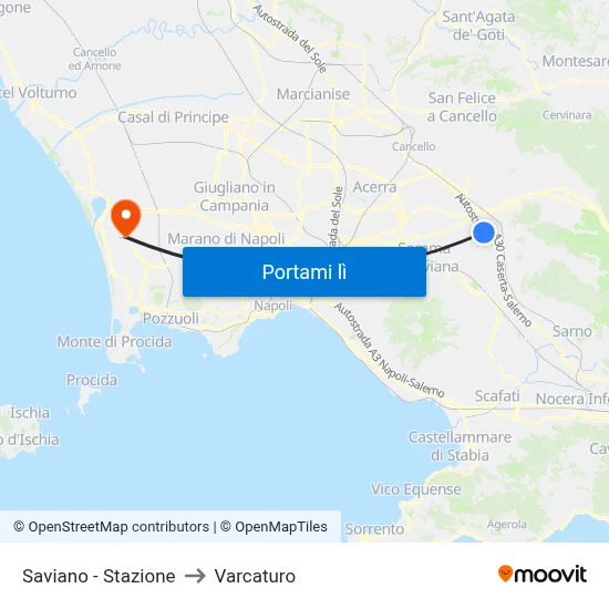 Saviano - Stazione to Varcaturo map