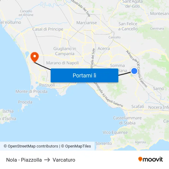 Nola - Piazzolla to Varcaturo map