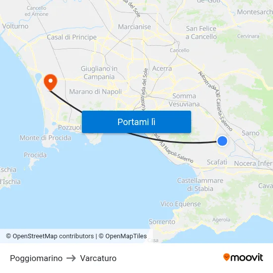 Poggiomarino to Varcaturo map