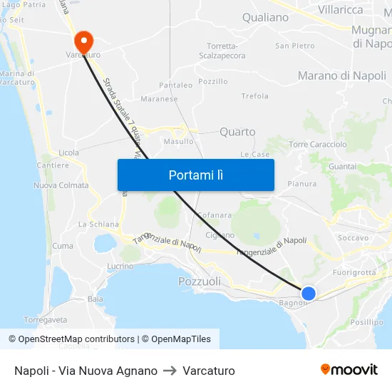 Napoli - Via Nuova Agnano to Varcaturo map