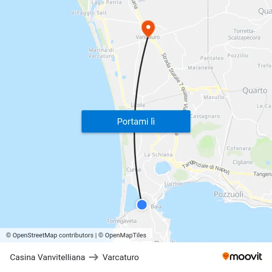 Casina Vanvitelliana to Varcaturo map