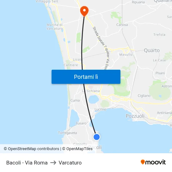 Bacoli - Via Roma to Varcaturo map