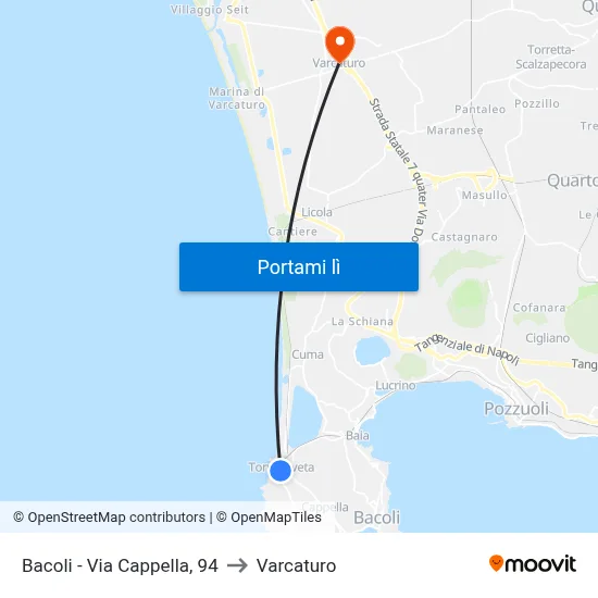 Bacoli - Via Cappella, 94 to Varcaturo map