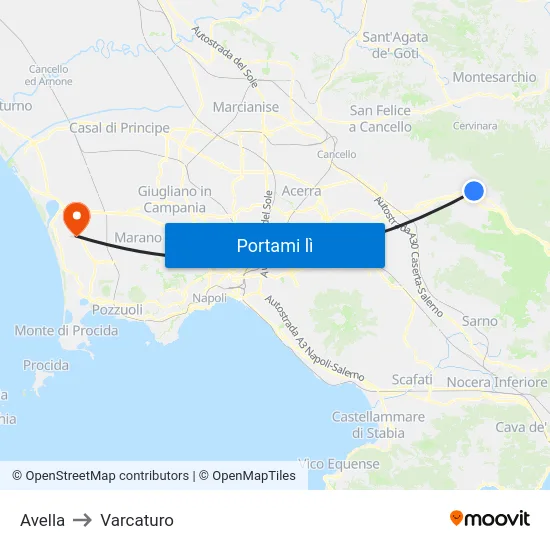 Avella to Varcaturo map
