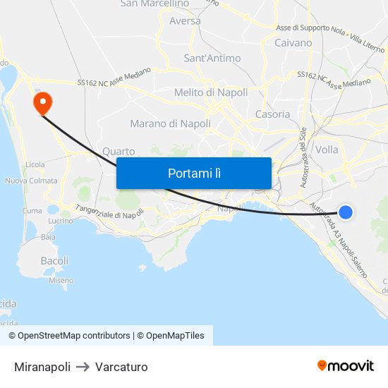 Miranapoli to Varcaturo map