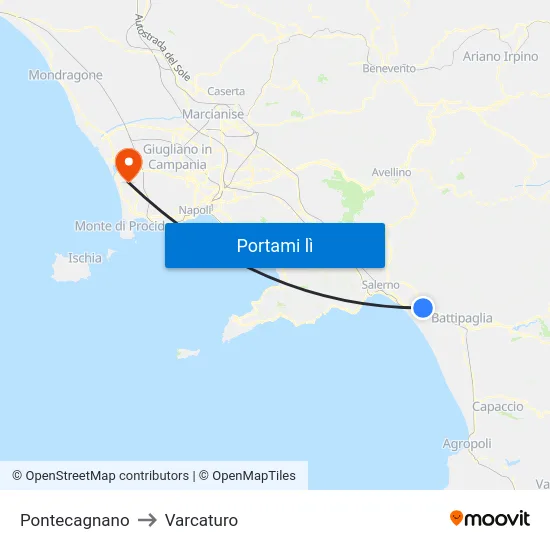 Pontecagnano to Varcaturo map