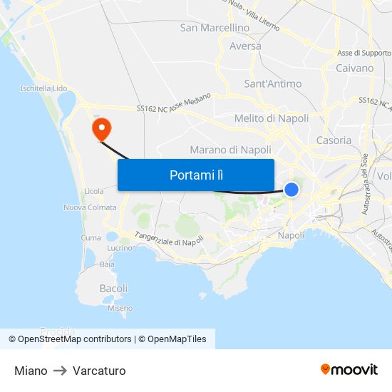 Miano to Varcaturo map