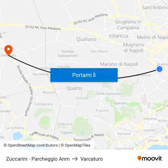 Zuccarini - Parcheggio Anm to Varcaturo map