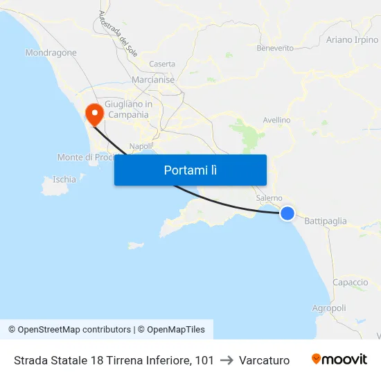 Strada Statale 18 Tirrena Inferiore, 101 to Varcaturo map