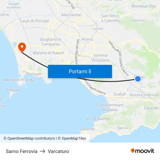 Sarno Ferrovia to Varcaturo map