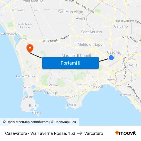 Casavatore - Via Taverna Rossa, 153 to Varcaturo map