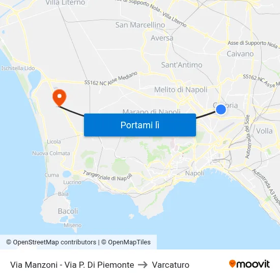 Via Manzoni - Via P. Di Piemonte to Varcaturo map