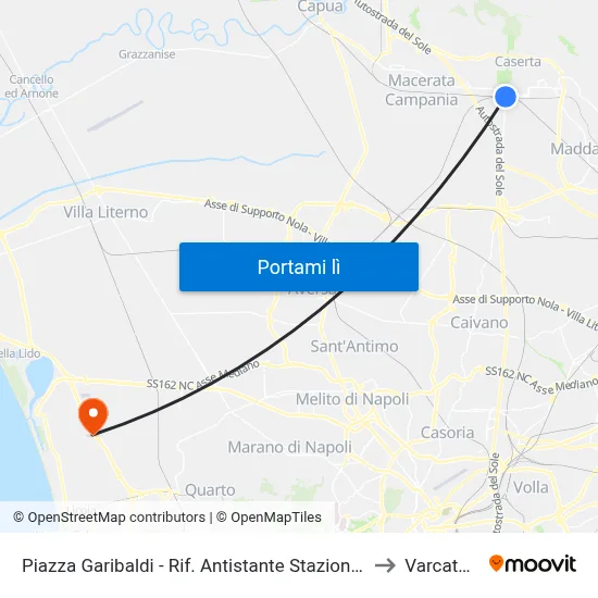 Piazza Garibaldi - Rif. Antistante Stazione FS to Varcaturo map