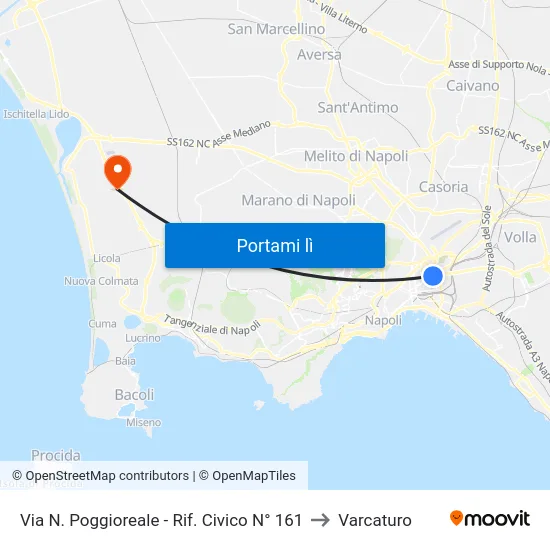 Via N. Poggioreale - Rif. Civico N° 161 to Varcaturo map