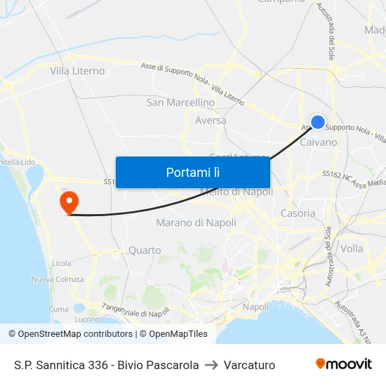 S.P. Sannitica 336 - Bivio Pascarola to Varcaturo map