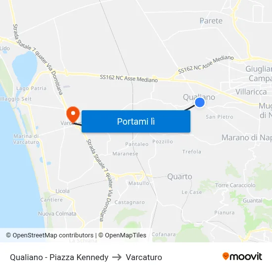 Qualiano - Piazza Kennedy to Varcaturo map