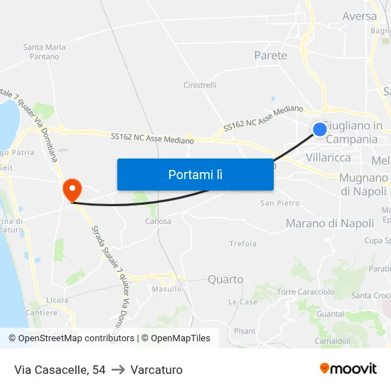 Via Casacelle, 54 to Varcaturo map