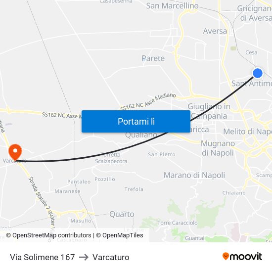 Via Solimene - Rif. Capolinea Ctp to Varcaturo map