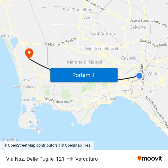 Via Naz. Delle Puglie, 121 to Varcaturo map