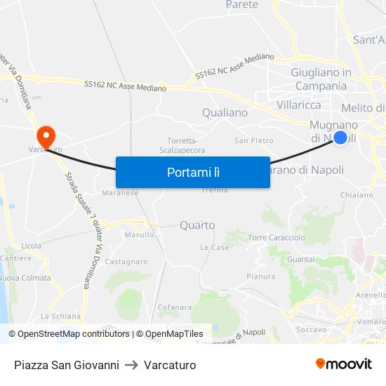 Piazza San Giovanni to Varcaturo map