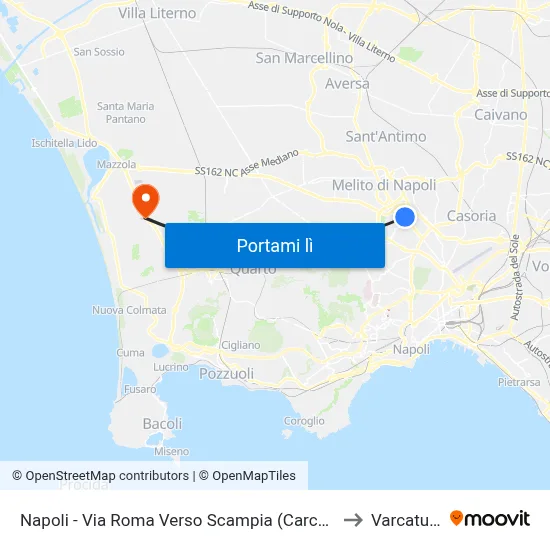 Napoli - Via Roma Verso Scampia (Carcere) to Varcaturo map