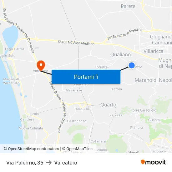 Via Palermo, 35 to Varcaturo map