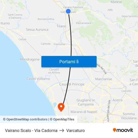 Vairano Scalo - Via Cadorna to Varcaturo map