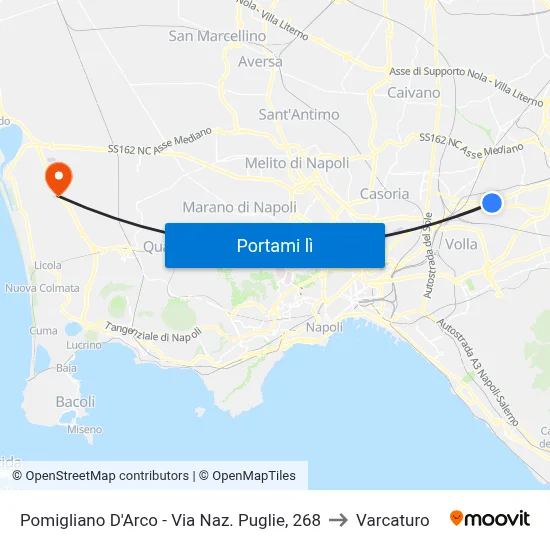 Pomigliano D'Arco - Via Naz. Puglie, 268 to Varcaturo map