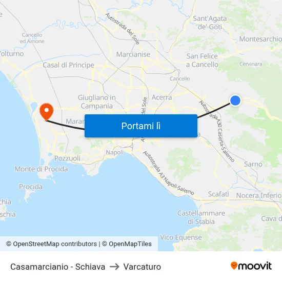 Casamarcianio - Schiava to Varcaturo map