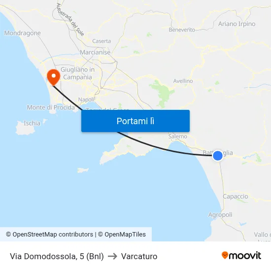 Via Domodossola, 5 (Bnl) to Varcaturo map