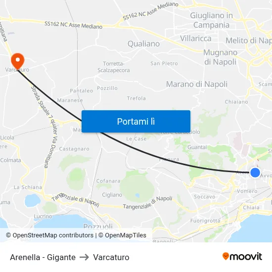 Arenella - Gigante to Varcaturo map